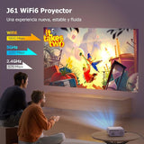 【AI Auto Focus/ Auto 4D Keystone】Proyector 4K WiFi6 Bluetooth 28000 Lúm Full HD 1080P Jimveo 4K Proyector Soporte Función Zoom Cine en Casa con Evitación Objetos [Adaptación Pantalla] para IOS/Android